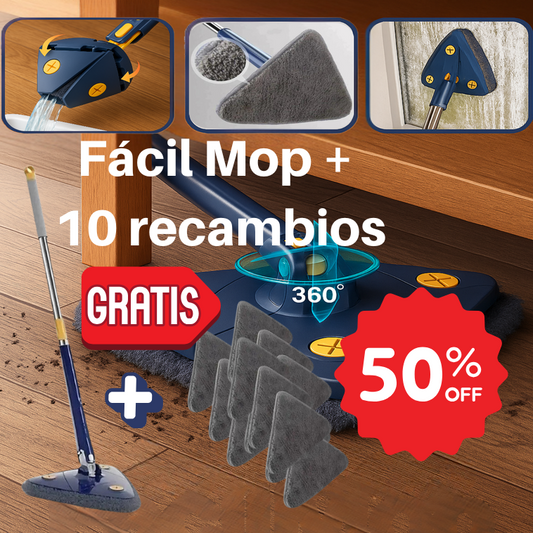 FácilMop™ - Fregona autoescurrible, limpia sin esfuerzo + 10 recambios GRATIS